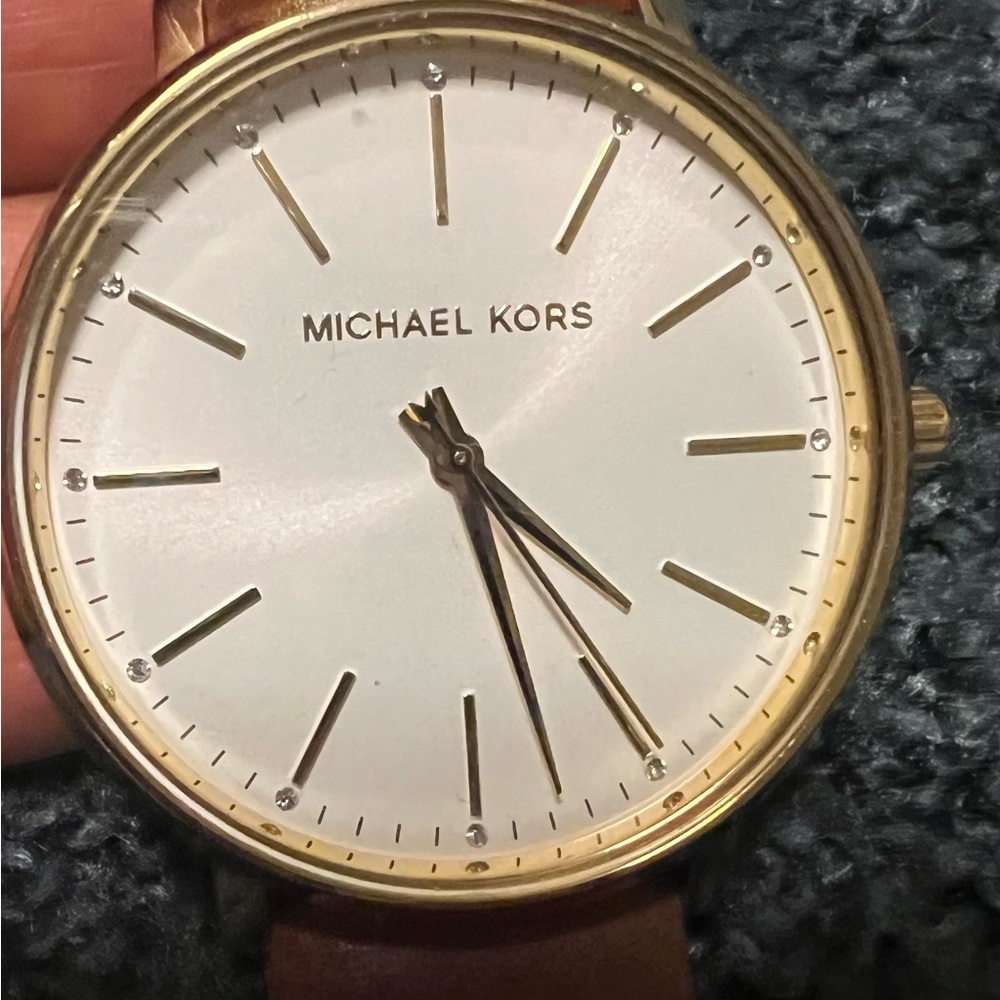Michael Kors Gold Watch with Tan Leather Strap